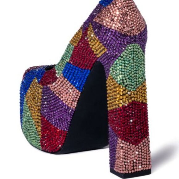 AZALEA WANG " RHINESTONE EMBELLISHED ROYALTY " PUMP  MULTI ( BRAND NEW !!!) - Picture 3 of 7